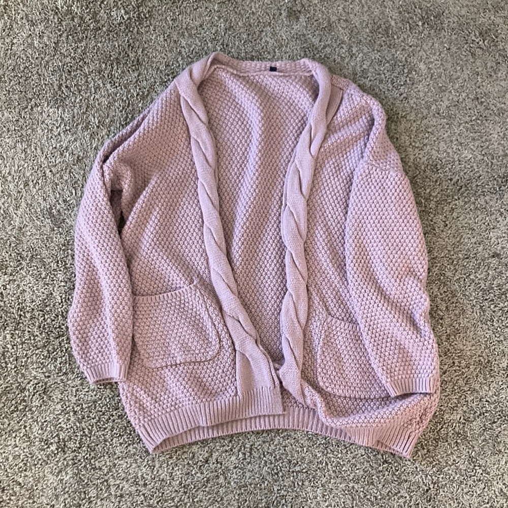 Light pink cable knit cardigan size M